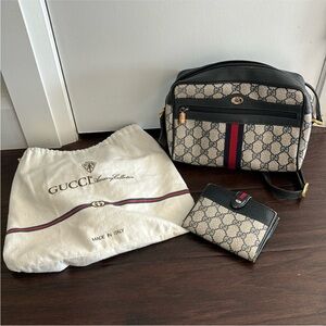 Gucci Monogram Crossbody Bag and Wallet Set